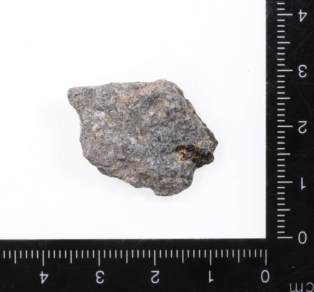 1 lille flis af bugsk�r (?), kl�berstenskar.