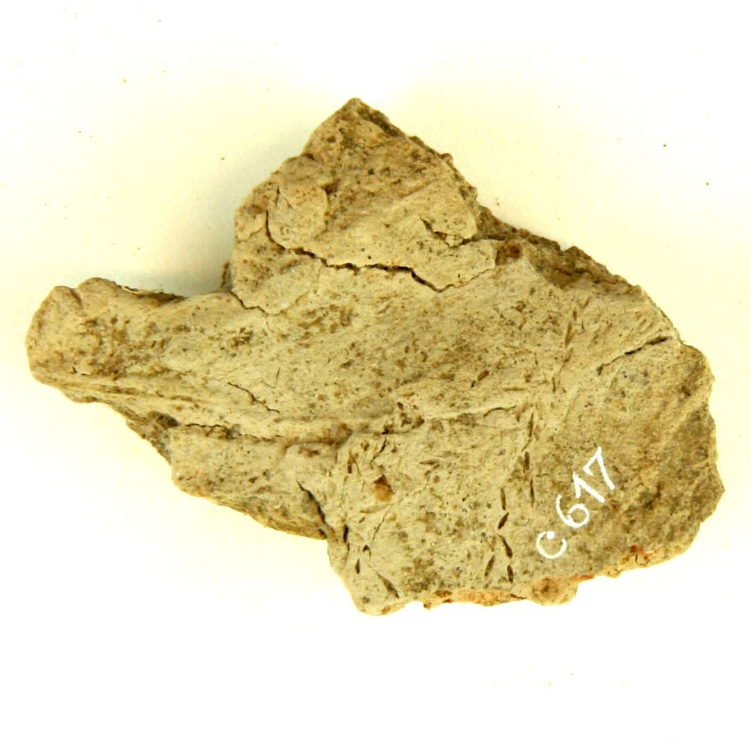 Fragment af gulbr�ndt lerklining