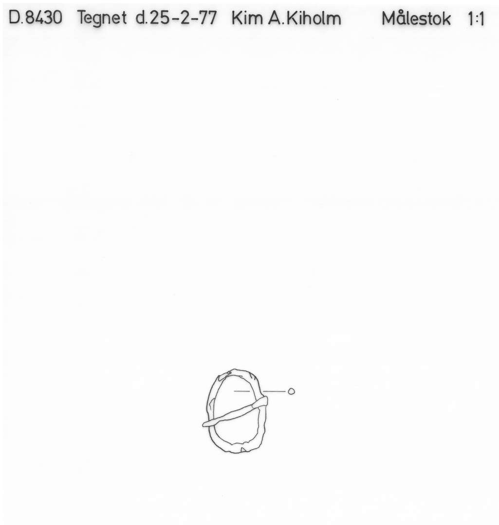 Lille D-formet eller ovalt jernsp�nde med torn. M�l : 3,2 x 2,7 cm.