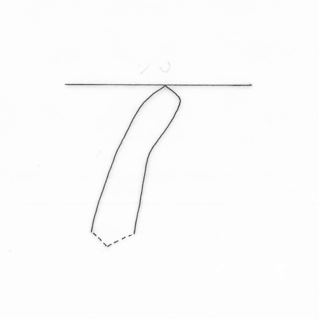 To randsk�r af magret lergods, gruppe 4, fra kar med indadb�jet, afrundet mundingsrand.