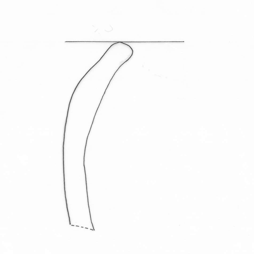 To randsk�r af magret lergods, gruppe 4, fra kar med indadb�jet, afrundet mundingsrand.