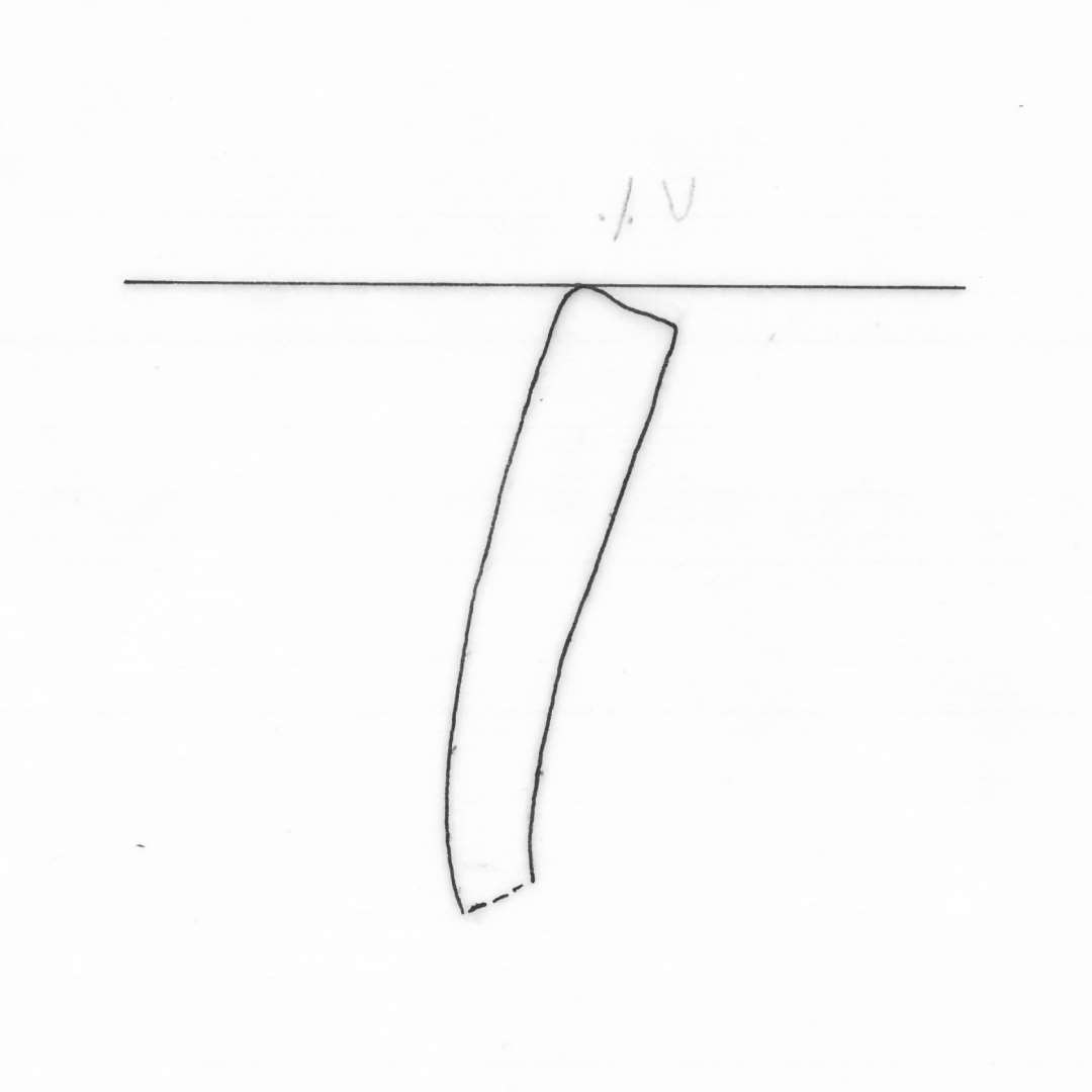 1 mundingsrandsk�r af gr�br�ndt, magret lergods fra kar med affaset indadb�jet rand, gruppe 4.