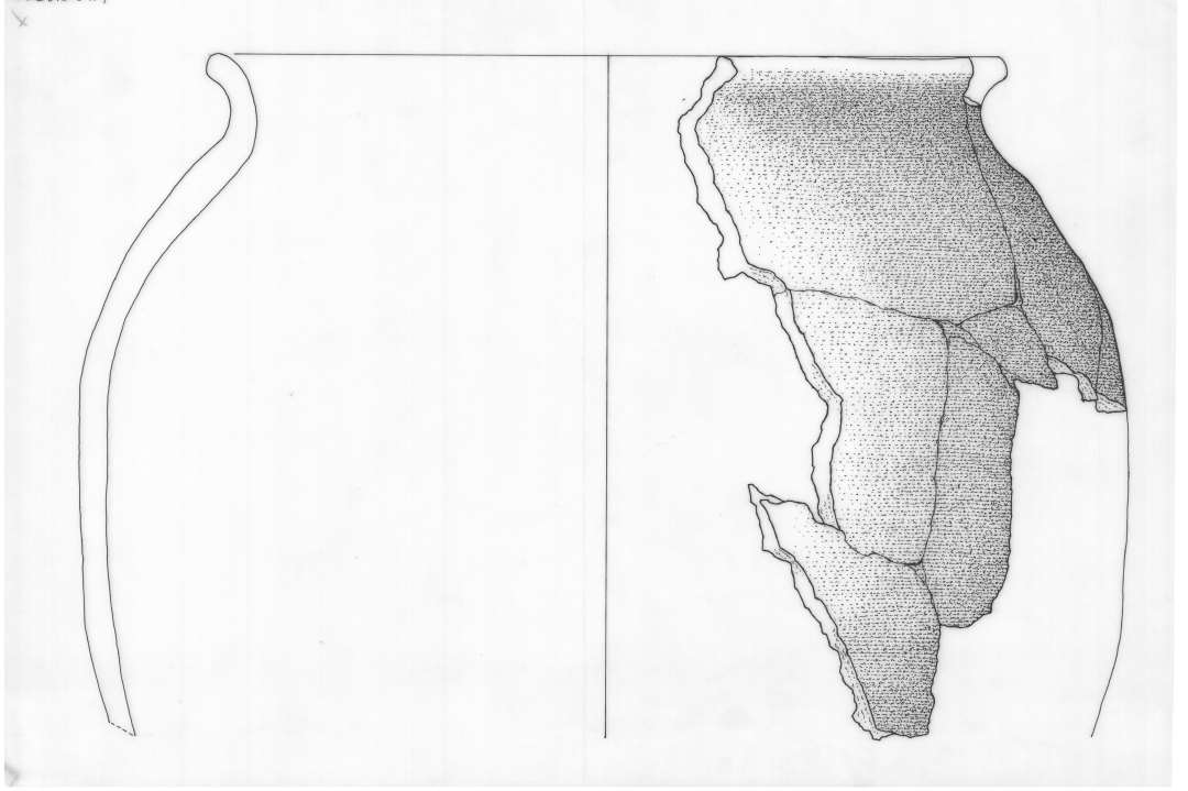 1 mundingsrandsk�r af magret lergods, gruppe 4, med udadb�jet mundingsrand. Fra samme kar som nr. 2752. Sammenlimet med sk�r fra D2752.