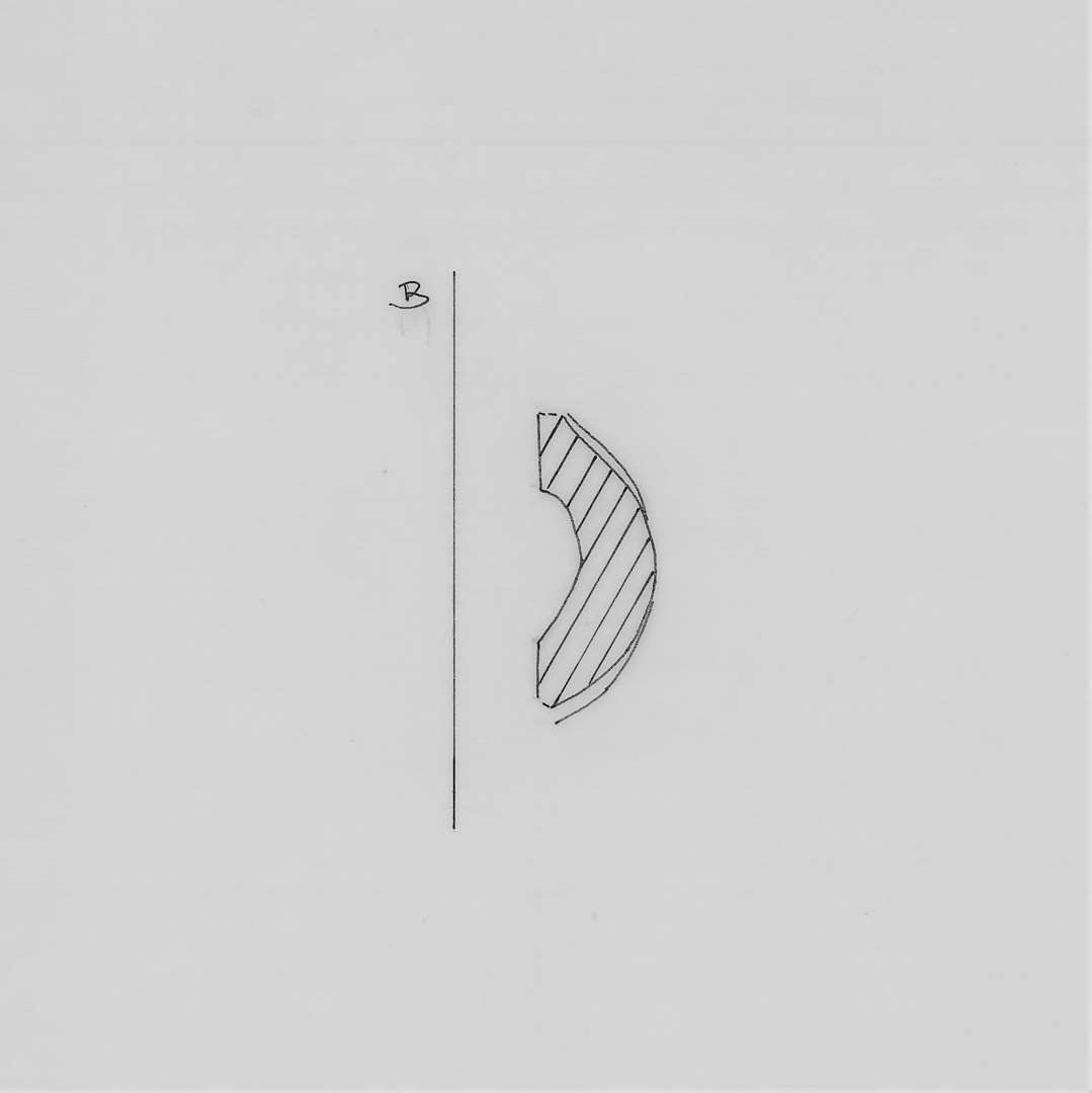 7 fragmenter fra mundingspartiet af st�beformshalvdele af finmagret, glimmerblandet gr�ligt og gr�sort lergods, alle med tragtformet, tyndl�bet p�h�ldningstud.�