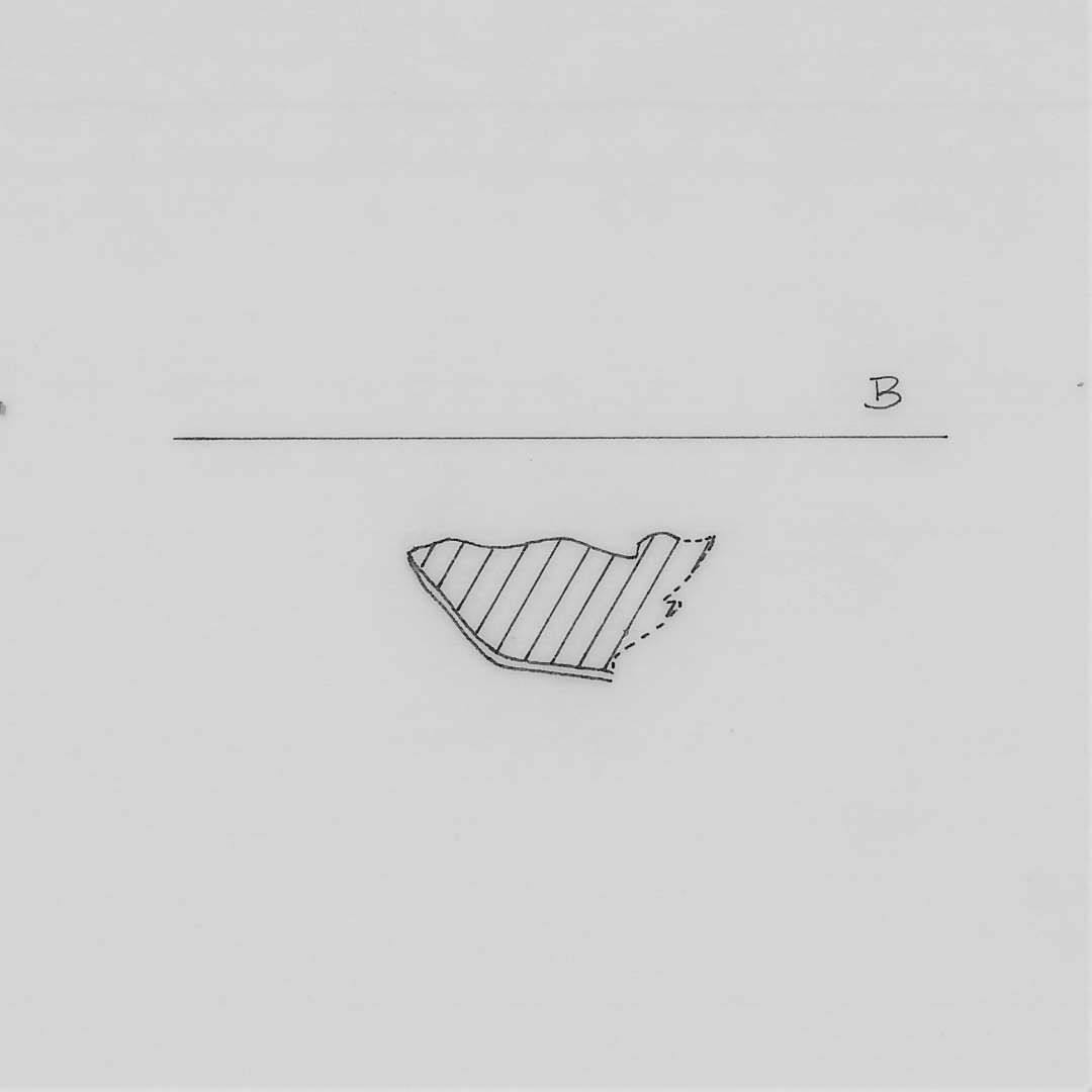 7 fragmenter fra mundingspartiet af st�beformshalvdele af finmagret, glimmerblandet gr�ligt og gr�sort lergods, alle med tragtformet, tyndl�bet p�h�ldningstud.�