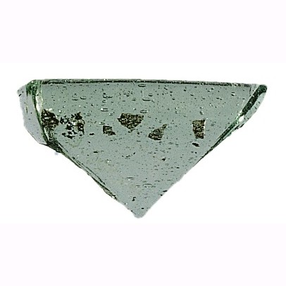 Randsk�r, fortykket, type e, tykkelse: 2,1mm., diameter: 9cm., svagt gr�n, sk�rstr.: 2,5cm., randtykkelse: 3,6mm., P� indersiden lidt under randkanten er nogle m�rker i glasset