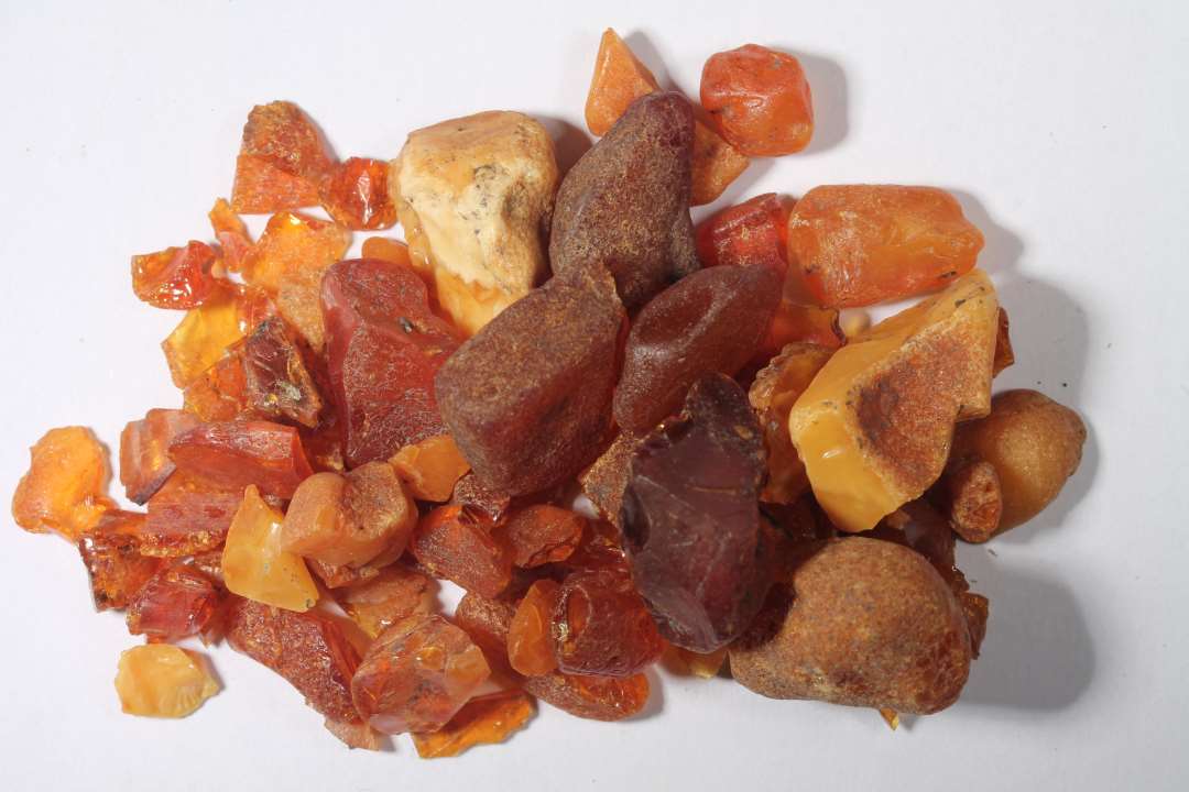 81 stykker uforarbejdet rav af nipsen�lehoved til hasseln�ddest�rrelse